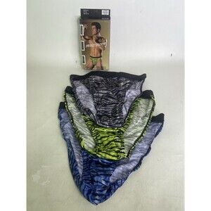 VTG Sheerly Touch-Ya Mens Size L 3 Pair String Tanga Brief Underwear Tiger Print